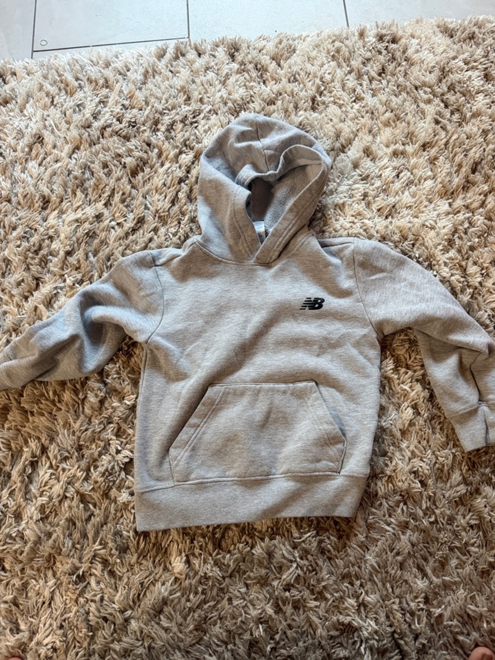 New Balance Light Gray Kids Hoodie with Front Pocket